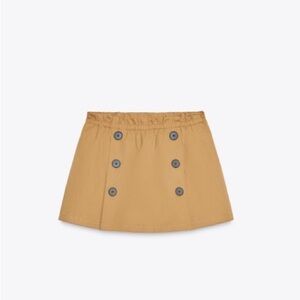 Button-Front Camel Mini Skirt